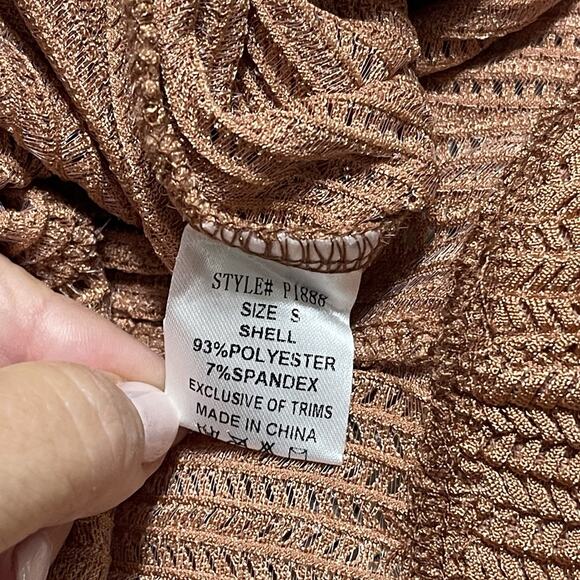 Side Fringe Knit Flare Leg Pants Size S Caramel Brown Sheer Cowgirl Costume NWT - Picture 11 of 15